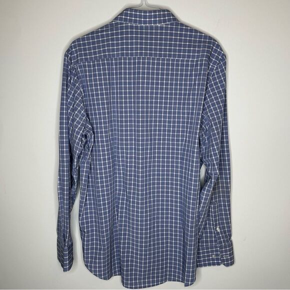 Mizzen+Main Leeward Ocean Blue and White Plaid LS Luxury Shirt in size XXL Trim - Picture 5 of 7